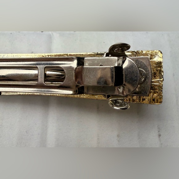 Vintage Gold Tone Hair Barrette Metal Clip Women Accessory Rectangle Taiwan - Picture 6 of 7